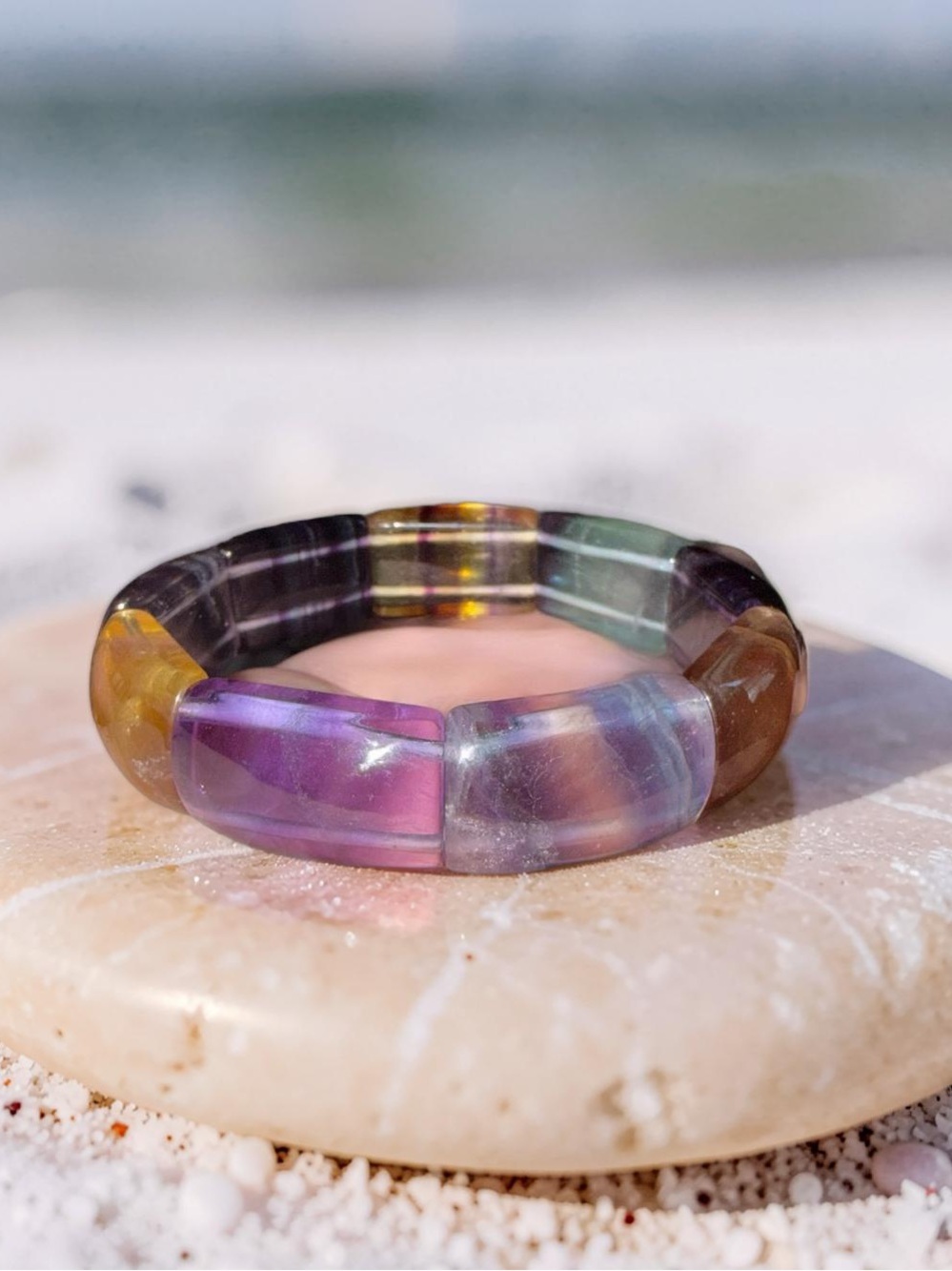 AAAA Rainbow Fluorite Bangle bracelet ⭐️ High Quality ⭐️ Inner Peace ⭐️